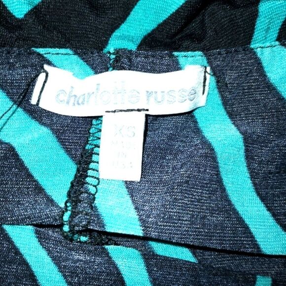 CHARLOTTE RUSSE BLACK & GREEN STRIPE MAXI DRESS XS - Picture 6 of 6